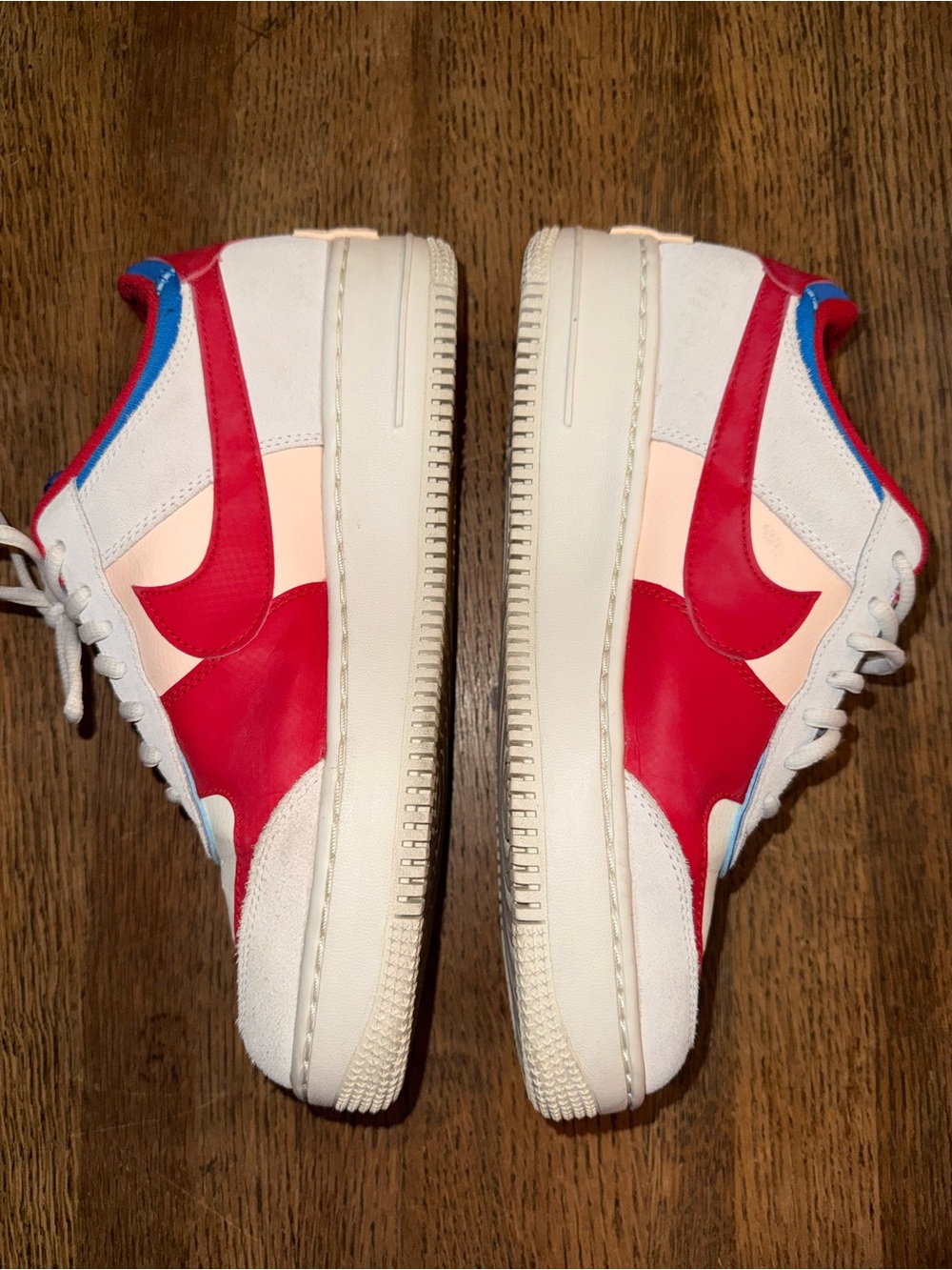 Nike Air Force 1 Low-Top Sneakers Red White Blue size 10.5 - Picture 4 of 9